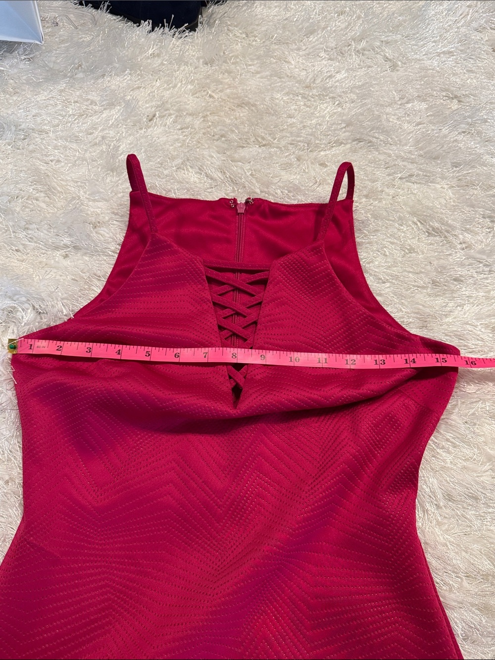 Guess Los Angeles Raspberry- Hot Pink Fixed Lace-Up Sheath Mini Dress - Picture 12 of 13